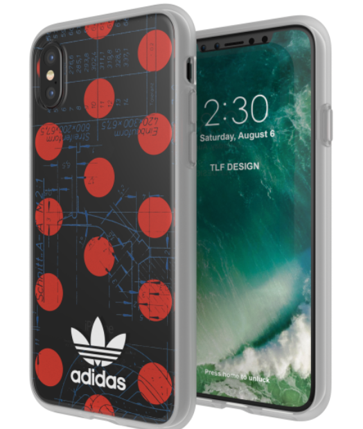 Adidas iPhone X Clear Back Phone Case Red-Polka Dot